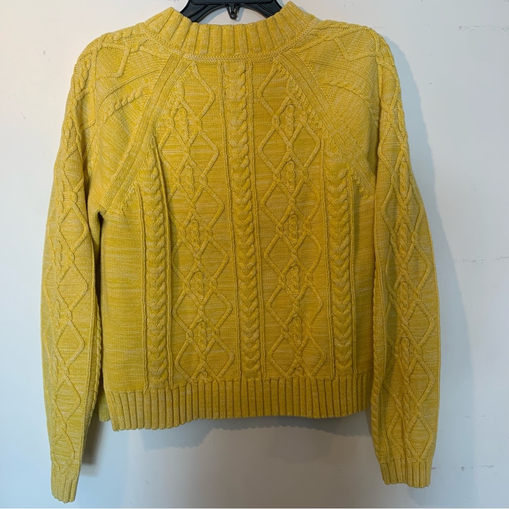 GAP Cable Knit Crew Neck Sweater In Sunshine Yellow Size M Easter Spring Happy - Picture 8 of 8